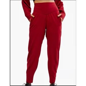 Free People Red High-Waist Track Pants